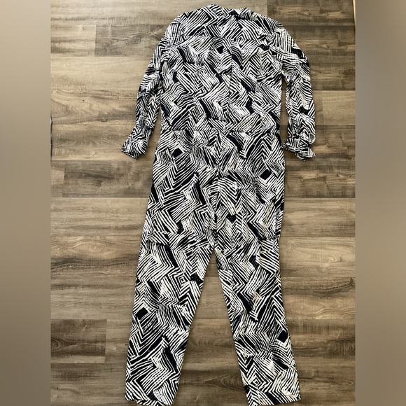 Trina Turk Zandra Indigo Navy Blue White Jumpsuit Pockets  Women's Size 8 - Picture 4 of 4